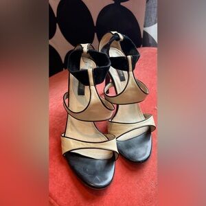 Sergio Rossi Elegant Black and Cream Heels